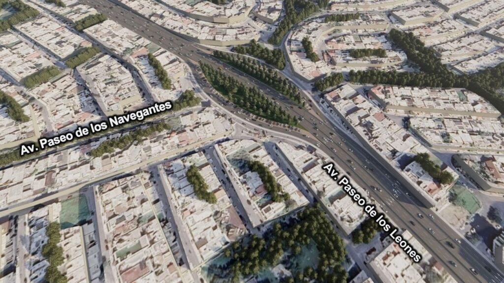 proyección de los nuevos carriles que se construirán en la rotonda de las casas